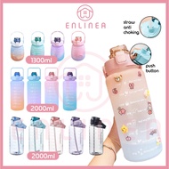 2000ml Water Bottle with reminder time Tumbler with straw scale big bottle 2Liter 2litre gym bottle 