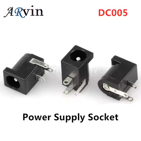 10Pcs/Lot DC-005 PCB Mount 5.5 X 2.1/2.5 mm Female DC Power Jack Plug Socket Connector DC005 Black 5