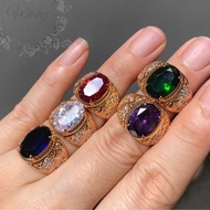 Cincin Emas Suasa Sadur Lelaki Batu Zirconia Bujur Gold Plated Male Zirconia Oval Stone Ring