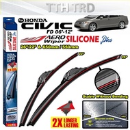 Honda Civic FD 2006 - 2012 Aero Wiper Red Line Silicone Plus 1pair (26"/22" & 640mm/550mm) ~ U-Hook 