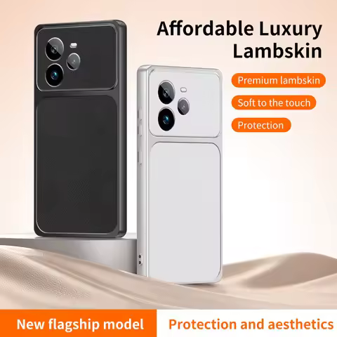 Luxury Shockproof Phone Case for Realme GT7 T GT 7 Pro 7T 7Pro 5G Global Original Faux Lambskin Lens