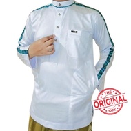 Baju koko Original Saudi Polyester kancing Import lengan panjang putih les tangan biru hitam abstrak / Baju Pria Muslim Elit, Mewah, Berkelas dan Berkualitas Alghin Exclusive 42