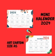 KALENDER DINDING MINI 2024 UKURAN A5 & B5 LIPAT BAHAN ART CARTON