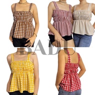 BADU.PH CAPRICE GINGHAM Smocking Top Cotton Seersucker Design Blouses