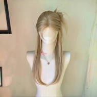 Koni Wig High-Layer Beige Small Lace Wig Long Straight Hair Color Wig Female-Xiaowang's Grocery Stor