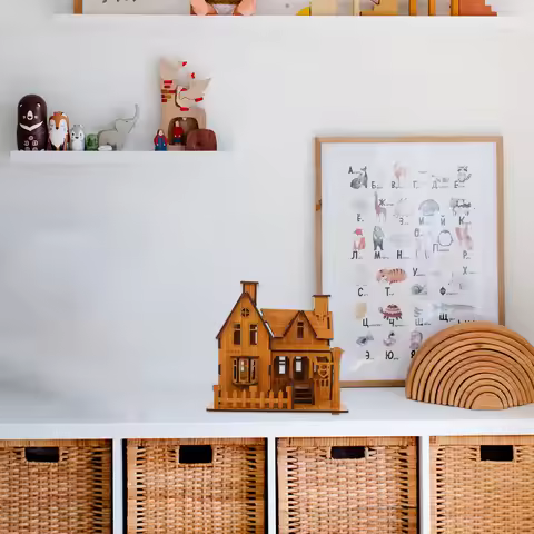 1Pcs Wooden House Assembly Puzzle Creative Villa 3D Educational DIY Jigsaw Enhances Imagination Pare