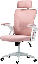 SEATZONE Ergonomic Office Chair Mesh Back Support Desk Chairs with Wheels and Flip-up Arms, Comfortable Computer Chair Lumbar Support for Teens and Adults, Light Pink