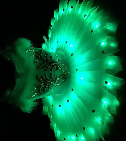 New Girls' Swan Ballet Dress Dance Costume Tutu Skirt with LED Display 5 Colors XXXS-XXXL