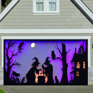 Halloween Witch's Brew Garage Door Banner - Durable Polyester, Vibrant Colors, Easy To Hang & Instal