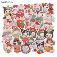 Fnw 62Pcs Christmas Stickers Hello Kitty Cinnamoroll Kuromi My Melody Waterproof Sticker For Laptop Luggage Christmas Gift SG