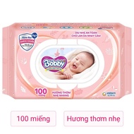 Khăn ướt Bobby dịu nhẹ cho da nhạy cảm hương thơm nhẹ nhàng gói 100 miếng