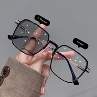 OYKI  Discolored Reading Eyewear For Women Men Graded Photochromic Glasses Anti Blue Light Farsighted Eyeglasses Translucent