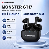 MONSTER GT17 Wireless Earbuds Bluetooth 5.4 TWS Earphones ANC ENC Noise Cancelling HiFi Bass Gaming 
