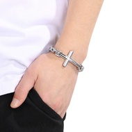 Rock Retro Cross Bracelet European American Unique Cross Curved Plate Byzantine Emperor Chain Titani