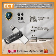 Sandisk IXpand Flash Drive Go IX60N 64GB 128GB 256GB USB 3.1 Lightning 2 in 1 Thumb Drive Flash Driv