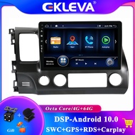 EKLEVA สเตอริโอวิทยุรถยนต์2 Din แบบคู่ในตัว DSP + Carplay 4GB + 64GB Android 12 Wifi BT SWC กล้องสำหรับ Honda Civic FK FN FD 2005-12