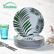 Yinshine Brand 12pcs palm leaf 8/9/10 inch melamine plates set sale per dozen modern classic design 
