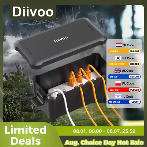 Diivoo Waterproof Electrical Box Outside Cable Connection Socket Enclosure Outdoor Extension Cord Co