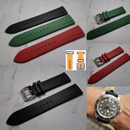 20/22mm 防沾塵 FKM 弗橡膠 優質膠帶（黑色 綠色 紅色）錶帶 適用 : Rolex Panerai Omega IWC Tudor Seiko 錶帶 使用