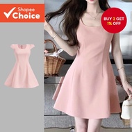 B131-3-Minimalist Commuter Waist-cinching A-line Short Dress-DRB131P1D840  B131-3-Pakaian Pendek Wan