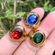 Cincin Lelaki Emas Suasa Sadur Batu Zirconia Bujur Gold Plated Zirconia Oval Stone Ring