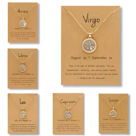 Fashion Star Zodiac Sign 12 Constellation Necklace Pendant Aries Leo Chain Choker Necklaces for Wome