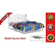 White Colour Metal Queen Bed / Warna Putih Katil Besi Queen Size
