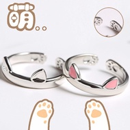 Young Cat Paw Ring Female Silver Open Cat Ring Cute Pet Fashion Cute Cat Ear My Neighbor Totoro Ring