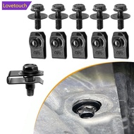 LOVETOUCH 10Pcs Car Body Bolts & U Type Clips M6 6mm Engine Cover Undertray Splash Shield Guard Bump
