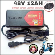 CHARGER 48V 12AH SEPEDA LISTRIK UNIVERSAL UNTUK SEMUA MERK SELIS UWINFLY EXOTIC GODA SUPER RIDER GENIO VOLTA JARVIS SUNRACE ANTELOPE UNITED PASIFIC CAS CASAN CARGER ELECTRIC BIKE 48VOLT 12 AH LAMPU INDIKATOR OTOMATIS CUT OFF SPAREPART SPARE PART