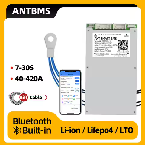 Smart 7S to 16S 20S 22S 30S ANT BMS Li-Ion LiFePo4 LTO Battery 1050A 300A 80A 600A Bluetooth Built-i