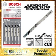 BOSCH 2608630030 T101B Clean for Wood Jigsaw Blade 83mm (Fine Straight Cut 2~20mm) 5pcs