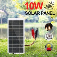 (PENGGONG)10W12V Portable Polycrystalline Solar Panel with Clip for Charging 9-12V for Battery【HOME