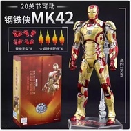 Articulated Action Figure Iron Man MK42 Armor Model with Extra Hands Flame Effects for Collection
