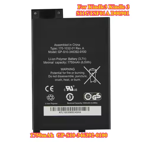 Replacement Battery 1750mAh GP-S10-346392-0100 For Kindle3 Kindle 3 S11GTSF01A D00901 E-Reader Batte