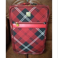二手scottish house絕版經典紅黑格紋，2輪20吋拉鍊拉桿行李箱旅行箱
