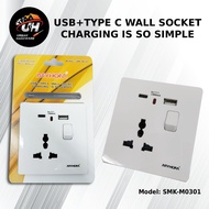 M0301 1G USB + TYPE-C MULTI WALL SOCKET CHARGING (1002430)