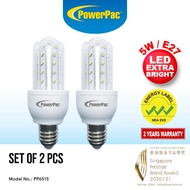 PowerPac 2x LED Bulb, LED Light 5W E27 Daylight (PP6515)