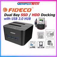 FIDECO USB3.0 DUAL BAY HDD DOCKING STATION WITH USB HUB YPZ04-S2H-U3