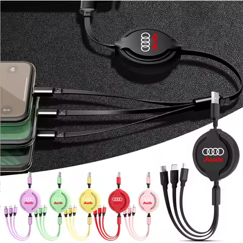 Car Three-head Phone Fast Charging Data 3 in1 USB Cables Center Cover For Audi Sline TT B9 A3 B3 A5 