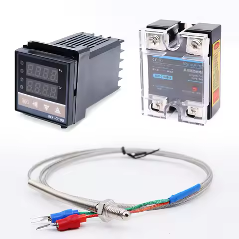 REX-C100 Digital PID Temperature Controller REX C100 thermostat 0-400℃+ 40DA SSR Relay+ K Type Screw
