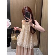 甜美减龄蝴蝶结吊带蕾丝娃娃衫上衣女夏季时尚半身裙两套20250610