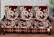 HOMECROWN Beautiful Floral Design 3 Seater Cotton Fabric Sofa Cover Set for Living Room - Maroon Color, 2 Pieces