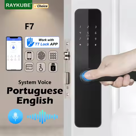 RAYKUBE F7 TT Lock Smart Fingerprint Lock Electric Door Lock With Longer Larger Handle Panels Mirror