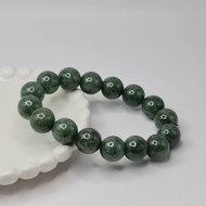 細糯滿綠花青大卡珠手串 | 天然緬甸玉A貨翡翠