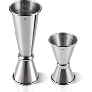2-PackStainlessSteelCocktailJiggers–JapaneseStyleDoubleMeasuringCupsforBartending(1oz/2oz+0.5oz/1oz)