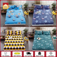 Premium Cotton Cadar Bergetah Keliling 360 Corak Single/Queen/King Fitted Bedsheet /Cadar Murah Pill