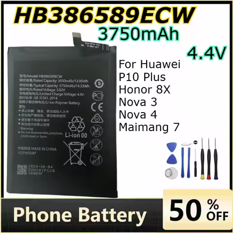 3750mAh 4.4V HB386589ECW for Huawei P10 Plus Honor 8X Nova 3 Nova 4 Maimang 7 Rechargeable Large Cap