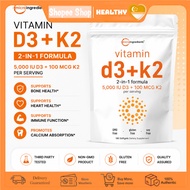 Vitamin D3 5,000 IU + K2 MK-7 100 mcg, 180 Softgels | 2-in-1 Bone, Immune & Heart Support | Easy to 