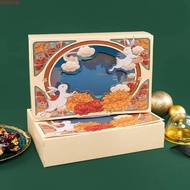 DWAYNE Egg Yolk Crisp Box, Rabbit Chinese Style Mooncake Packaging Gift Box, Mooncake Box Handmade Cute with Window Mid-Autumn Moon Cake Box Kids' Gifts